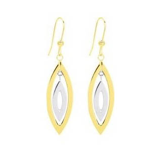 Boucles d'oreilles or blanc et jaune 18k